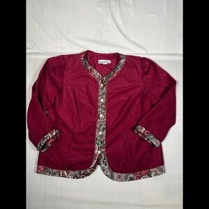 Another Thyme Maroon Womens Elegant Button Jacket Sweater Cardigan Sz 22W (A18)
